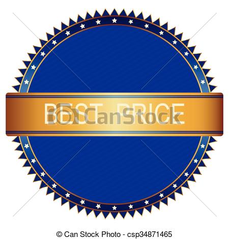 450x470 Gold Blue Best Price Badge. Vector Image. Clip Art Vector