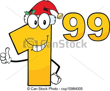 450x372 Price Tag Number 1 99 With Santa Hat Cartoon Mascot Vector