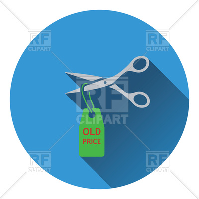 400x400 Scissors Cut Old Price Tag Icon Royalty Free Vector Clip Art Image