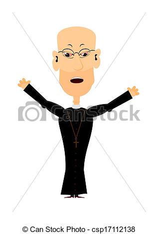 317x470 Cartoon Priest On A White Background, Easy To Add To Any