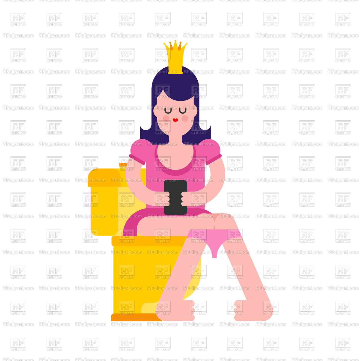 1200x1200 Princess On Toilet Royalty Free Vector Clip Art Image