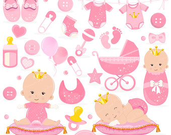 340x270 50% Off Sale! Baby Shower Clip Art, Baby Girl Clipart, Nursery