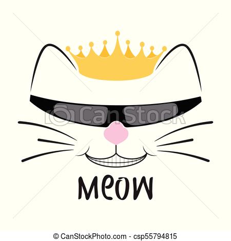450x470 Silhouette Cute Kitty Princess With Glasses, T Shirt Design