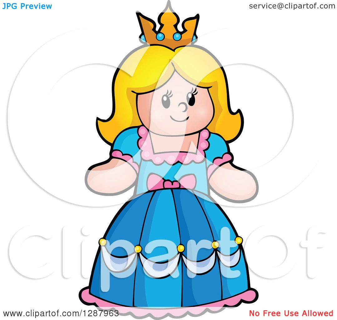 1080x1024 Clipart Of A Princess Doll With Blond Hair And A Blue Dress