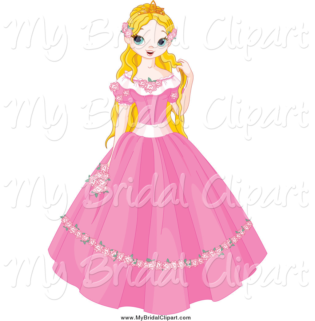 1024x1044 Bridal Clipart Of A Blond Fairy Tale Princess In A Pink Dress By