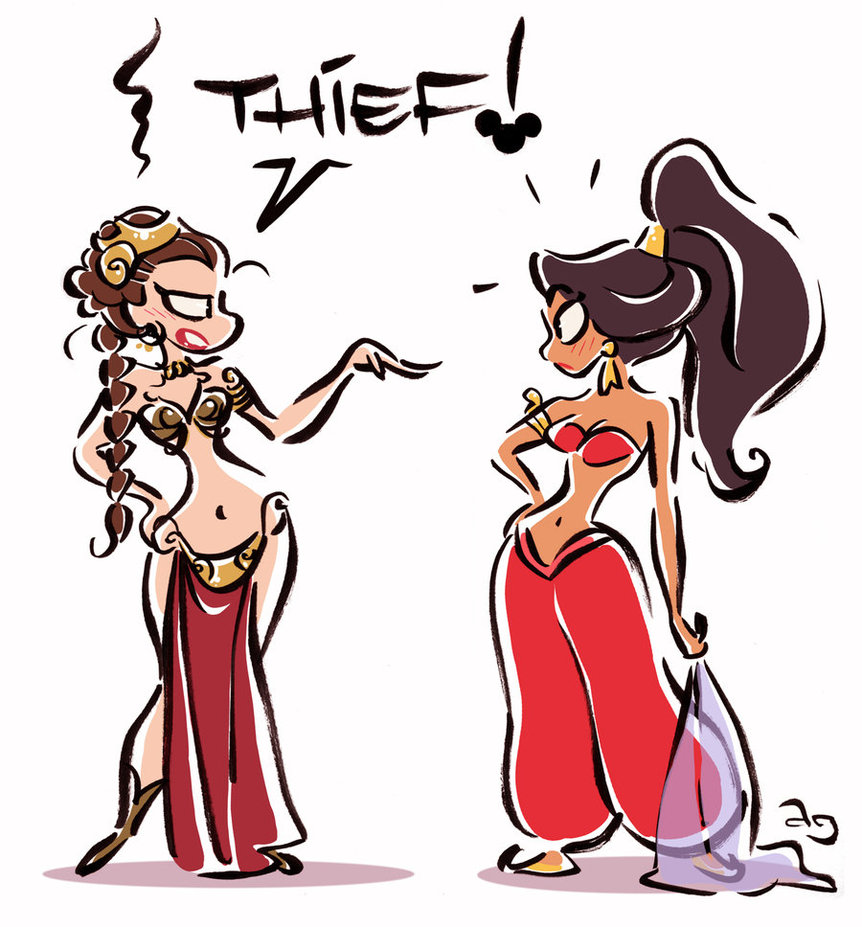 862x927 Princesses And Slaves Leia Vs. Jasmine By Princekido
