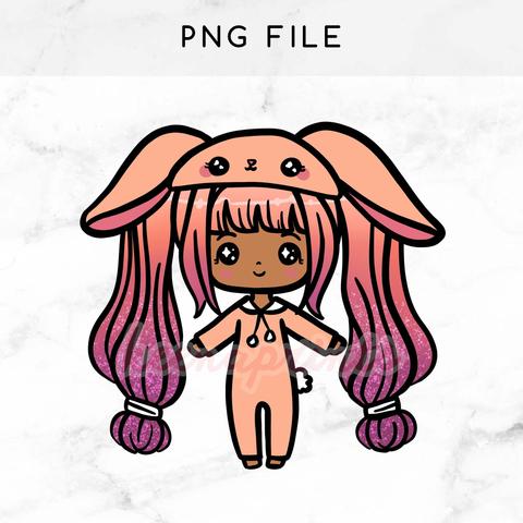 480x480 Green Fall Princess Pre Made Chibi Printable Clip Art Keenaprints