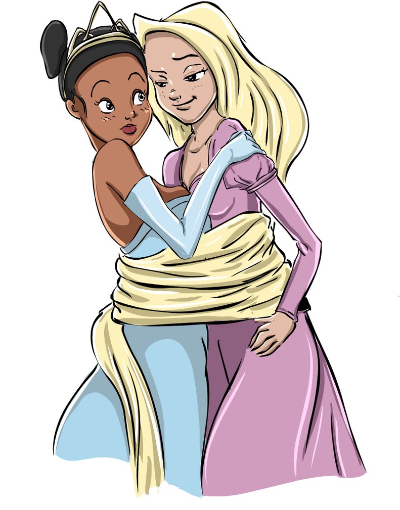 791x1009 Tiana And Rapunzel By Badprogrammerart