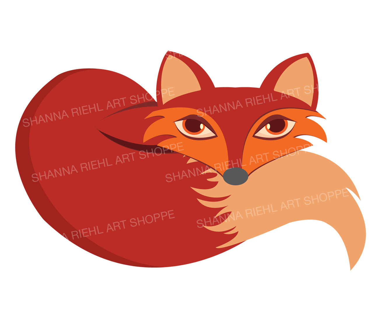 1300x1100 Sleeping Fox Clipart Fox Ears And Tail Commercial Use Digital