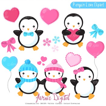 350x350 Valentines Day Penguins Clipart Scrapbook Printables Vector Clip Art
