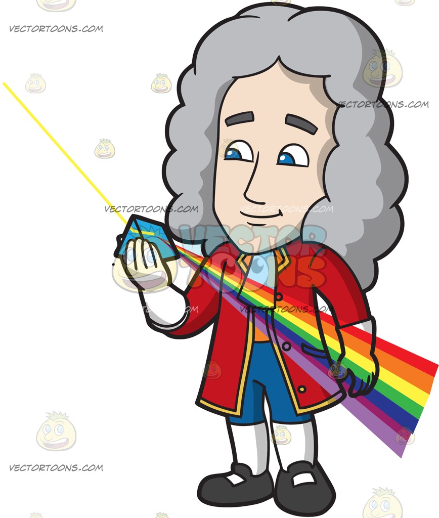 868x1024 Isaac Newton Looking Through A Color Prism Cartoon Clipart