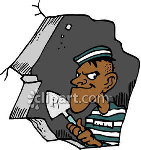 283x300 A Prisoner About To Escape From Jail Royalty Free Clipart Picture