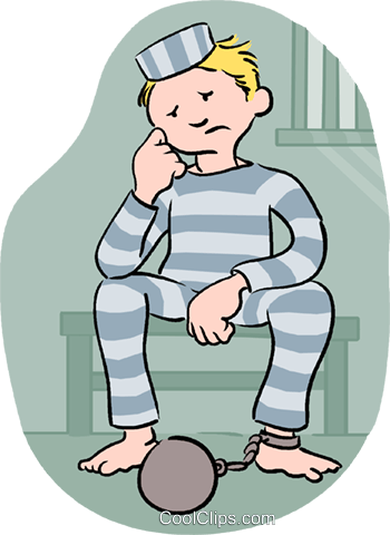 350x480 Prisoner Sitting In Prison Royalty Free Vector Clip Art