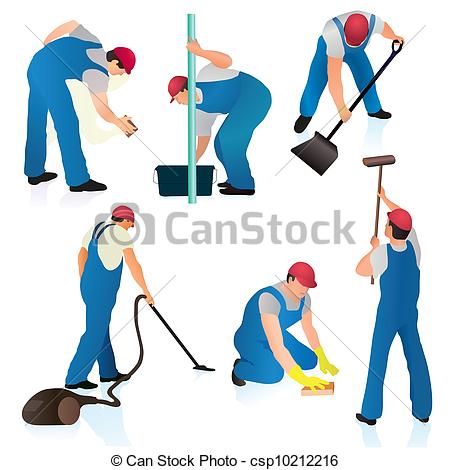 450x470 Set Of Six Professional Cleaners Vector Clip Art