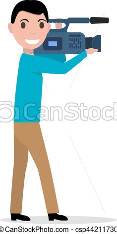 236x470 Vector Cartoon Professional Videographer. Vector Vectors