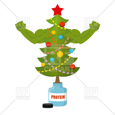400x400 Strong Christmas Tree With Bottle Of Protein, Tree With Big