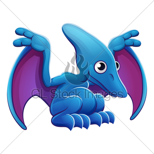 500x500 Cute Pterodactyl Cartoon Flying Dinosaur Gl Stock Images