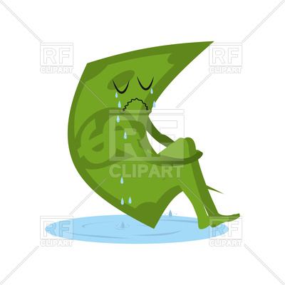 400x400 Dollar Crying. Money In Puddle Of Tears. Royalty Free Vector Clip