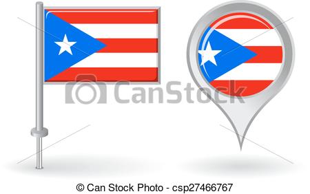 450x282 Puerto Rican Pin Icon And Map Pointer Flag. Vector Clip Art