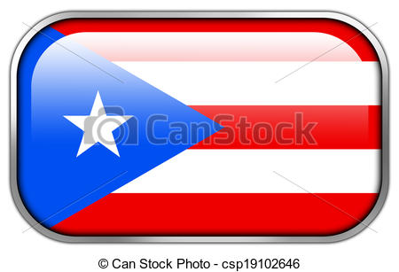450x307 Puerto Rico Flag Rectangle Glossy Button Drawing