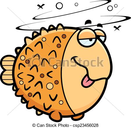 450x442 Cartoon Drunk Pufferfish. A Cartoon Illustration Of A Vector