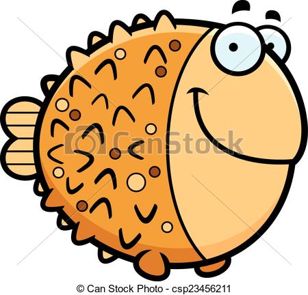 450x432 Cartoon Pufferfish Smiling. A Cartoon Illustration Of A Vector