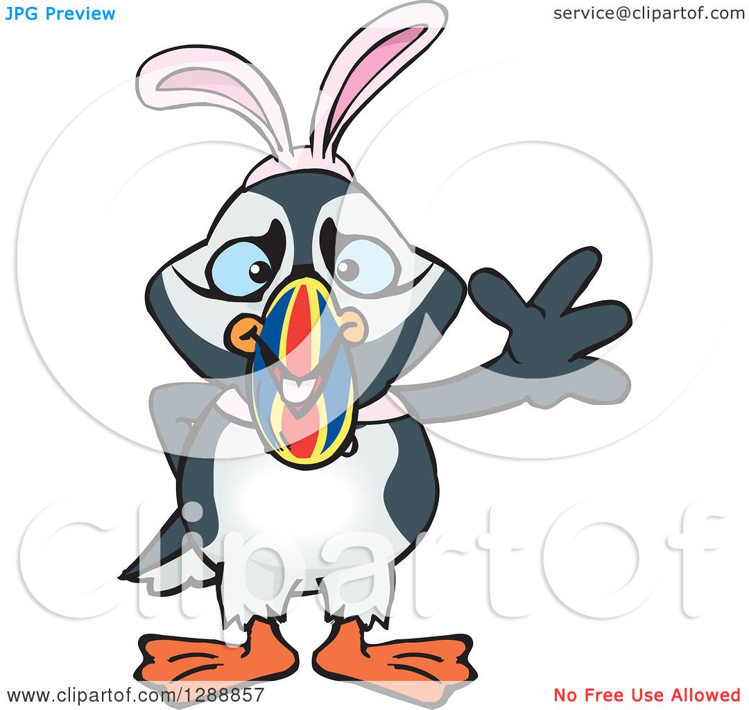 1080x1024 Clipart Of A Cartoon Happy Puffin Bird Wearing A Christmas Sant