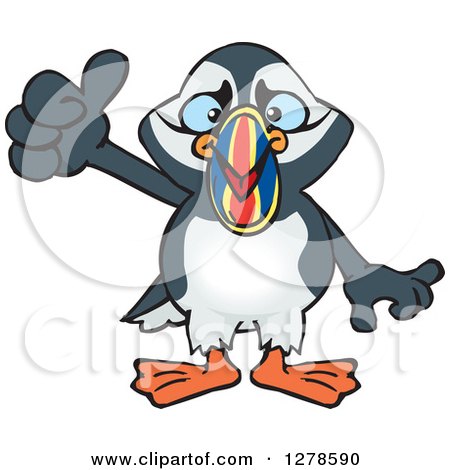 450x470 Clipart Of A Happy Puffin Bird Holding A Thumb Up