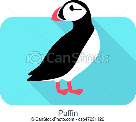 450x402 Iceland Bird, Flat Cute Puffin, Vector Illusration. Iceland