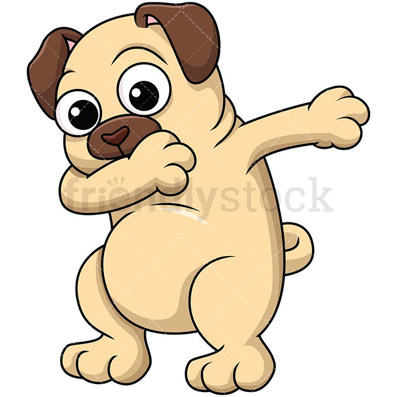 800x800 Dabbing Pug Dog Cartoon Vector Clipart