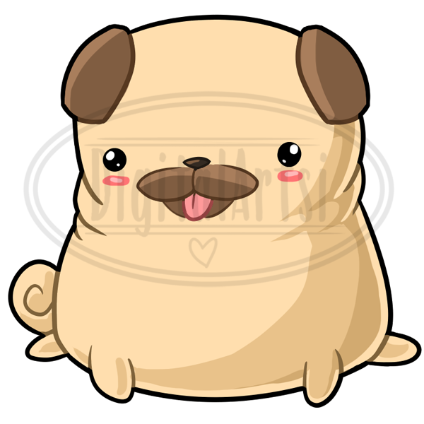 600x600 Kawaii Pug Clipart By Digitalartsi