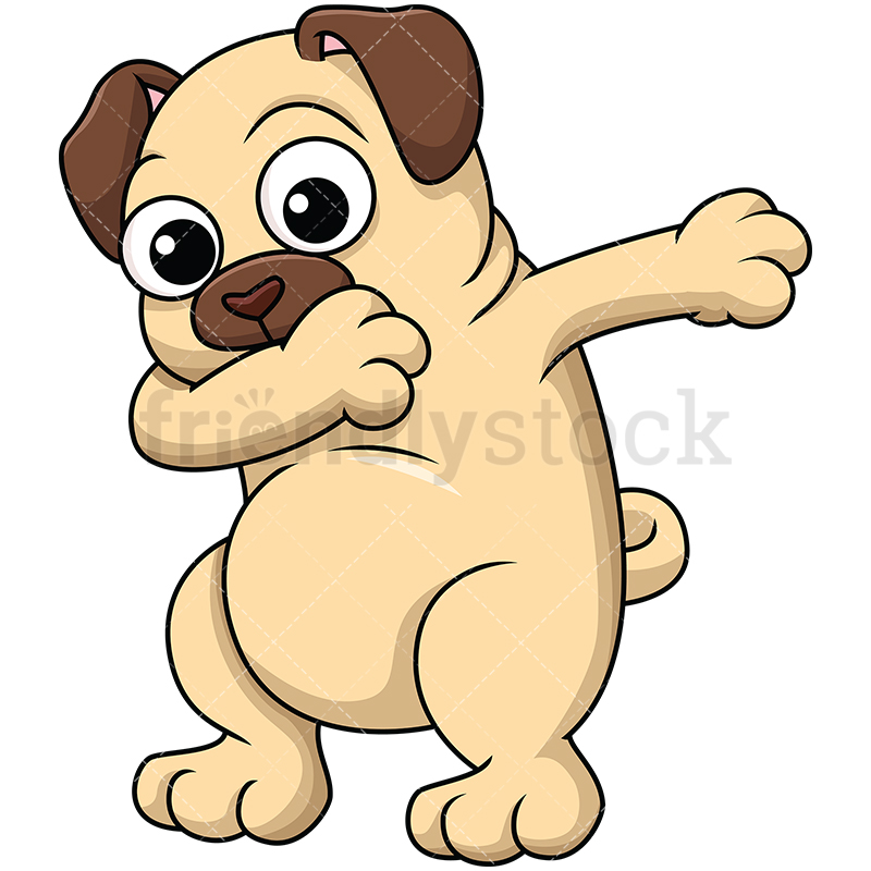 800x800 Dabbing Pug Dog Cartoon Vector Clipart