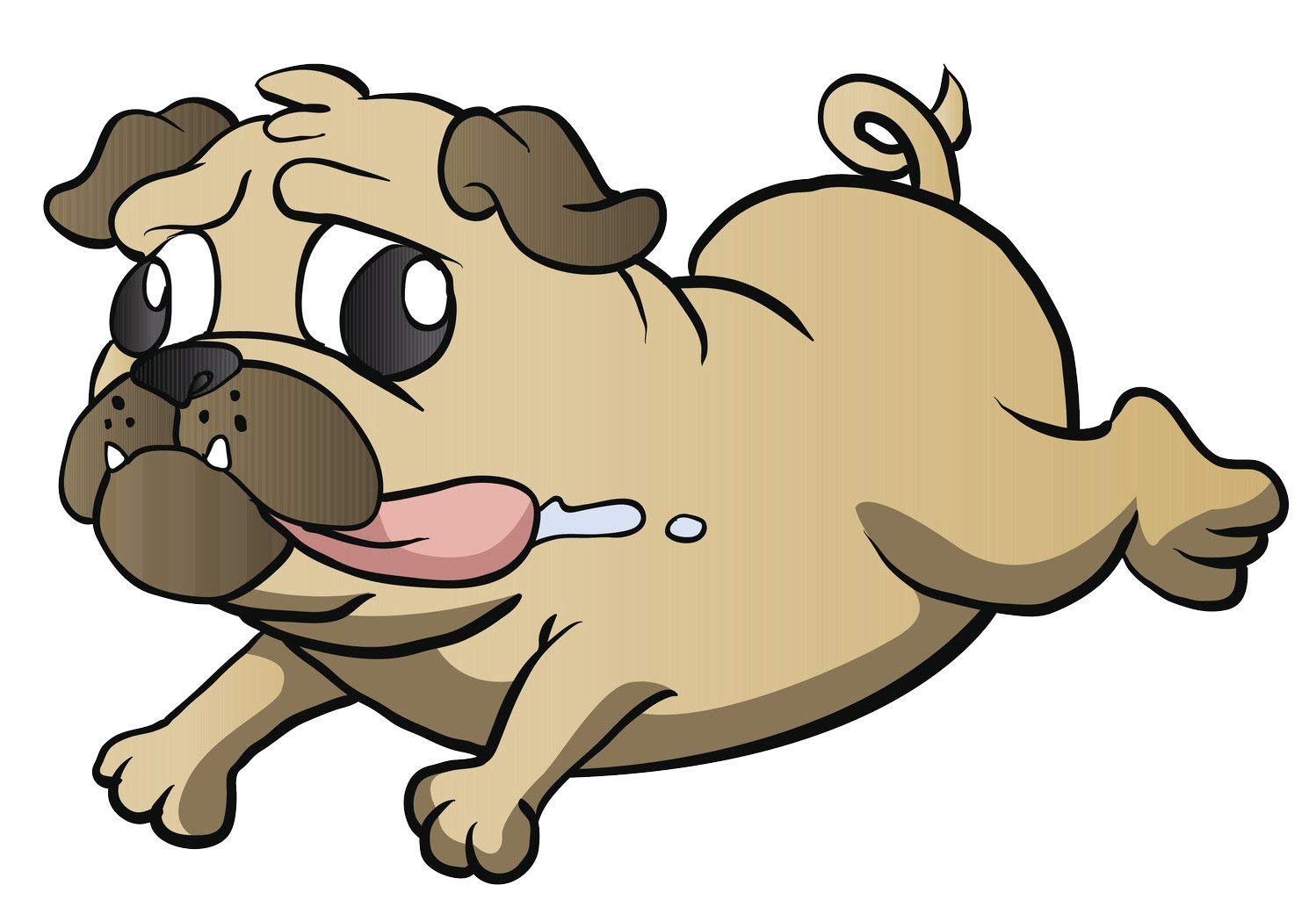 1498x1049 Adorable Drooly Leaping Pug Puppy Dog Vinyl Decal