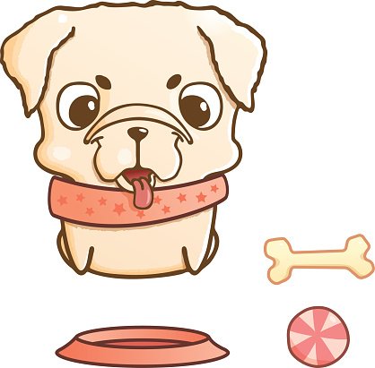 418x411 Cute Cartoon Pug Vector Illustration Isolated On White Premium