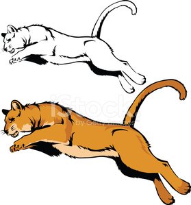 279x299 Leaping Puma In Line And Color Premium Clipart