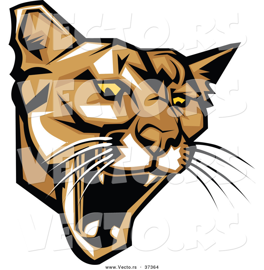 1024x1044 Vector Of A Fierce Cartoon Puma Head Roaring By Chromaco