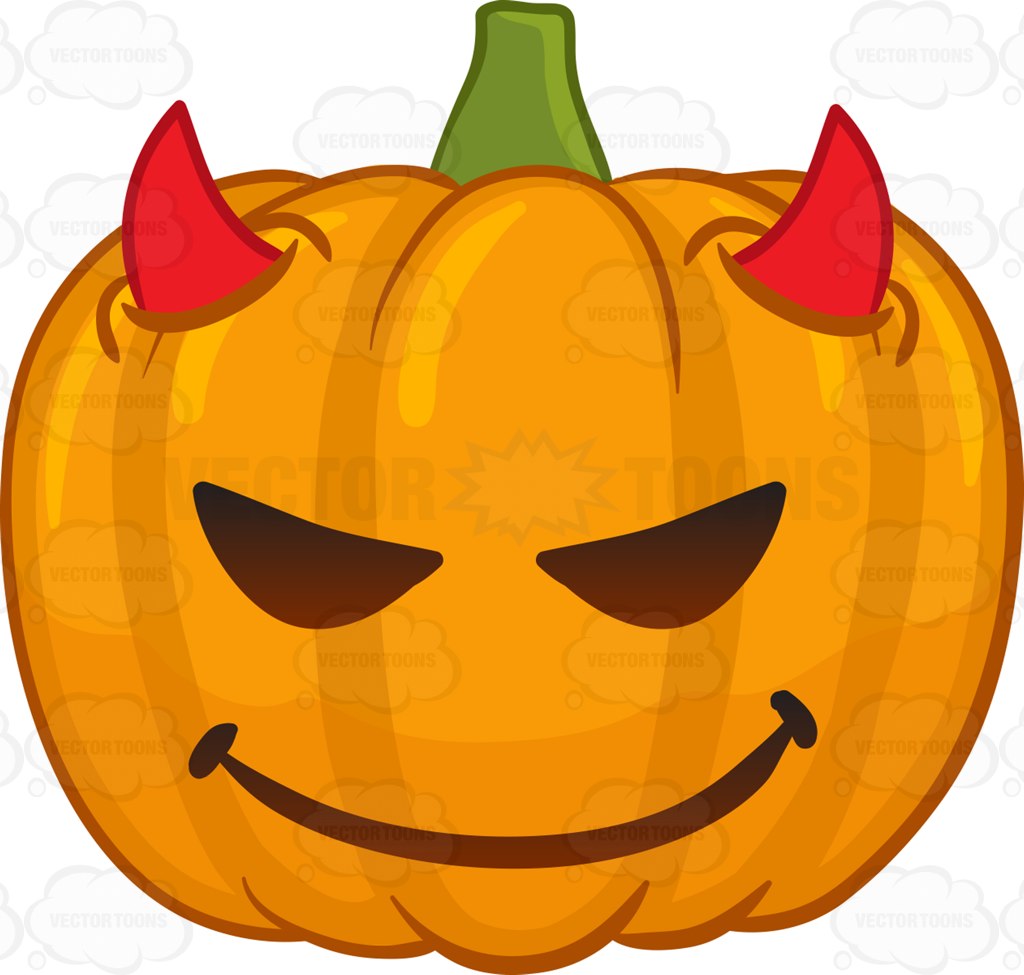 1024x975 A Devilish Halloween Pumpkin Cartoon Clipart Vector Toons