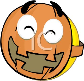 350x340 Smiley Character Wearing A Pumpkin Mask For Halloween