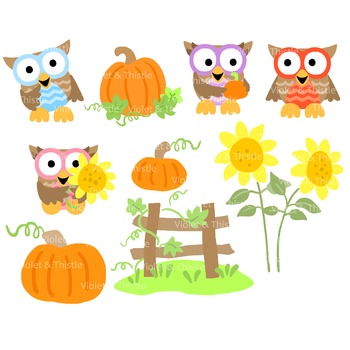 350x350 Harvest Owls Clipart Fall Clipart Pumpkin Patch Sunflower