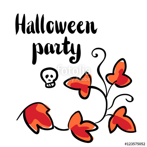 500x500 October 31 Design Elements, Lettering, Pumpkin Tendril And Skull