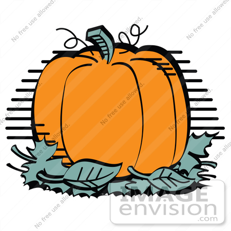 450x450 Clip Art Graphic Of A Big Orange Pumpkin With A Stem And Tendrils