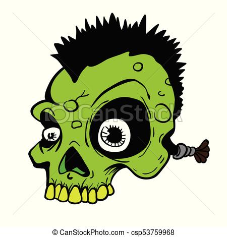 450x470 Punk Skull.eps. Punk Skull With Mohawk Cartoon Illustration