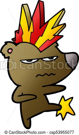 275x470 Angry Punk Bear Cartoon Kicking.