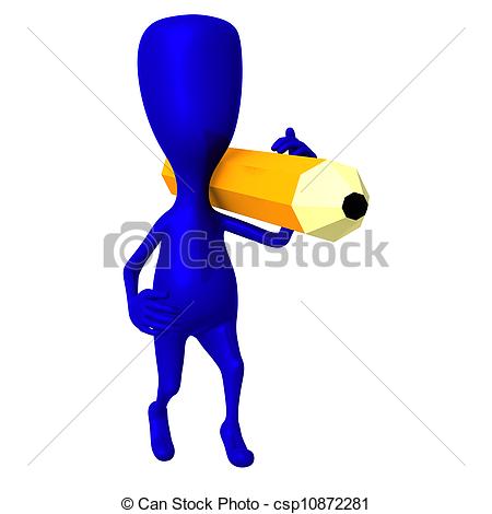 450x470 Front View One 3d Puppet Bear Yellow Pencil Stock Illustration