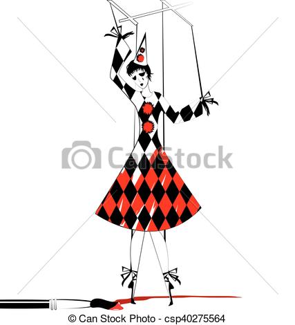427x470 White, Black And White Fantasy Of Hand Puppet Pierrette Clip Art