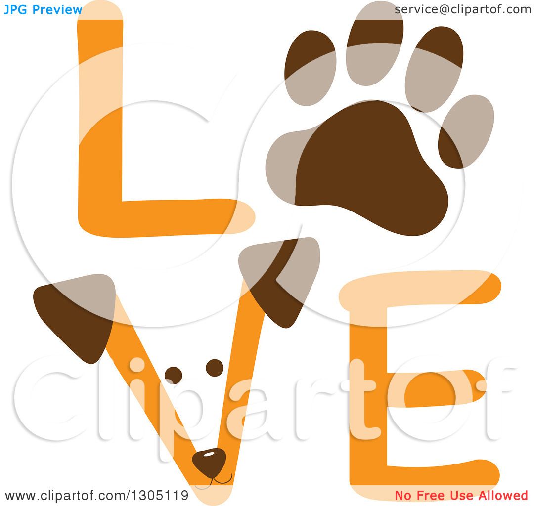1080x1024 Clipart Of A Puppy Dog Face And Paw Print In The Orange Word Love