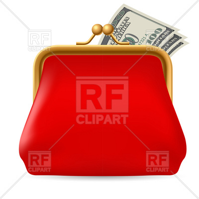 400x400 Red Purse With Dollars Royalty Free Vector Clip Art Image