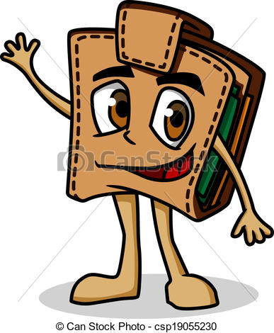 387x470 Brown Cartoon Purse With Money For Finance Concept Vectors