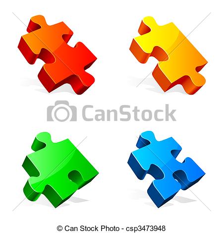 450x470 Set Of 4 Colorful Puzzle Pieces. Vector