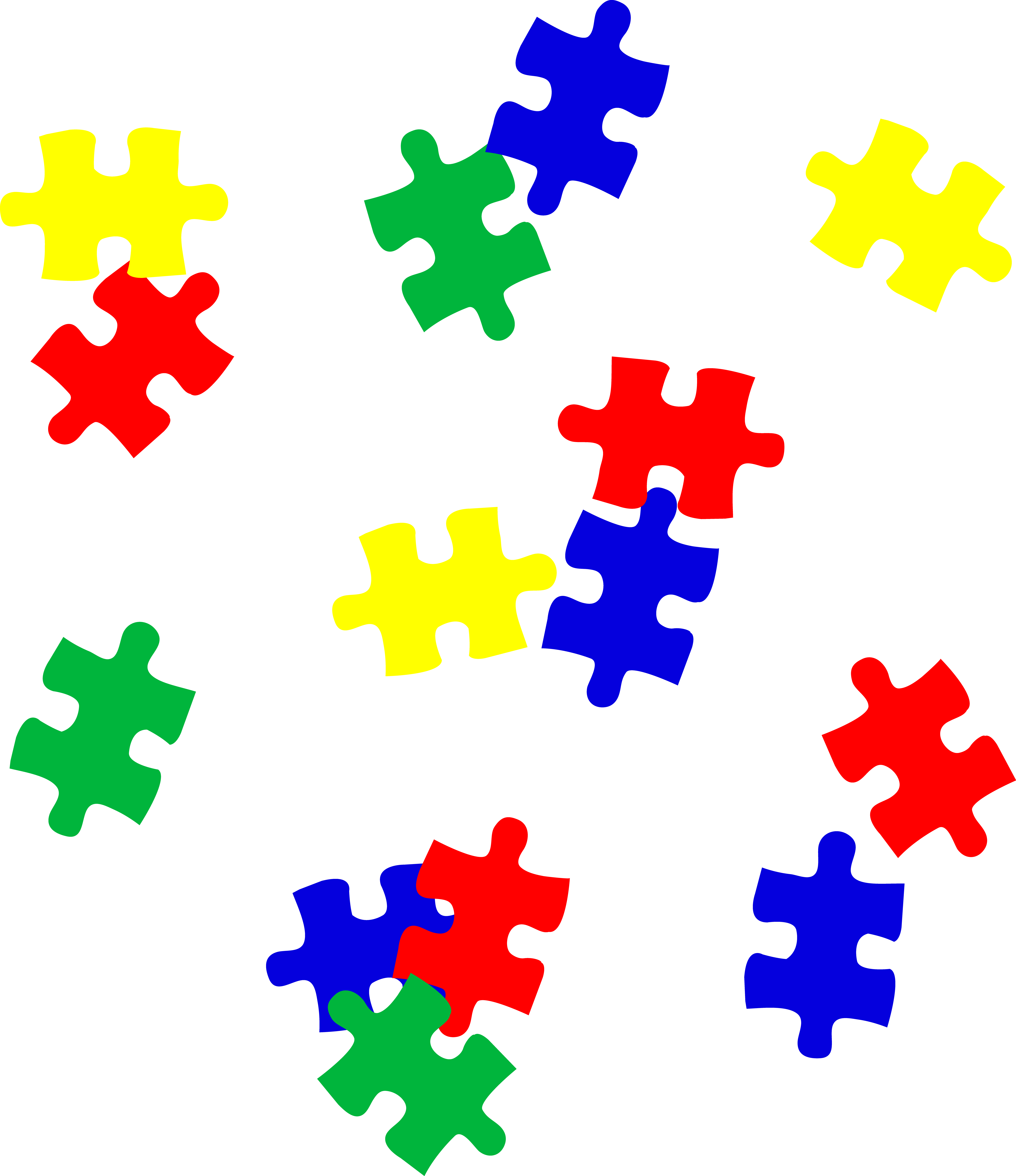 6247x7231 Childrens Puzzle Pieces Scattered Clip Art